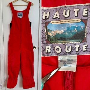 Vintage Red Haute Route Ski Bib Overalls size Small